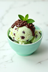 A scoop of creamy pistachio ice cream