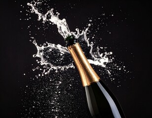 champagne bottle on black background