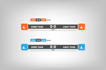 orange blue cyan colors of banners for keeping score in online broadcasts of matches