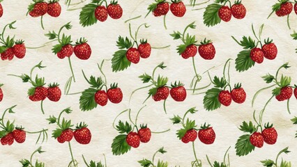 seamless watercolor pattern with strawberries