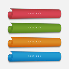 Bright four-color text box with paper roll technique