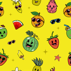 Summertime Seamless Pattern of Concept Design Illustration