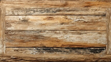 Fototapeta premium Rustic wooden planks with weathered texture and a border frame.