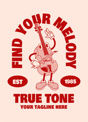 Violin Cartoon Character Mascot Illustration