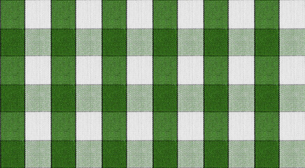 Checkered Green White Textile Pattern Close up Shot