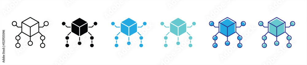 Poster connectivity icon set. contain circuit, cube, modern network interface thin line and color style ico