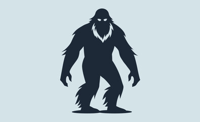 Bigfoot silhouette, forest legend graphic, black and white design