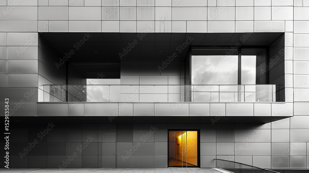 Aufkleber a striking modern building with minimalist aesthetics features a unique structure and a contrasting 