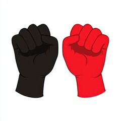 Black And Red Fists Graphic Illustration Unity Strength Solidarity