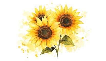 Watercolor Sunflowers Bouquet
