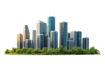 Modern city skyline isolated on white background, great for digital presentations and city brochures