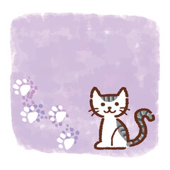 猫と手描き風のフレーム素材、手描き風、ベクター、イラスト