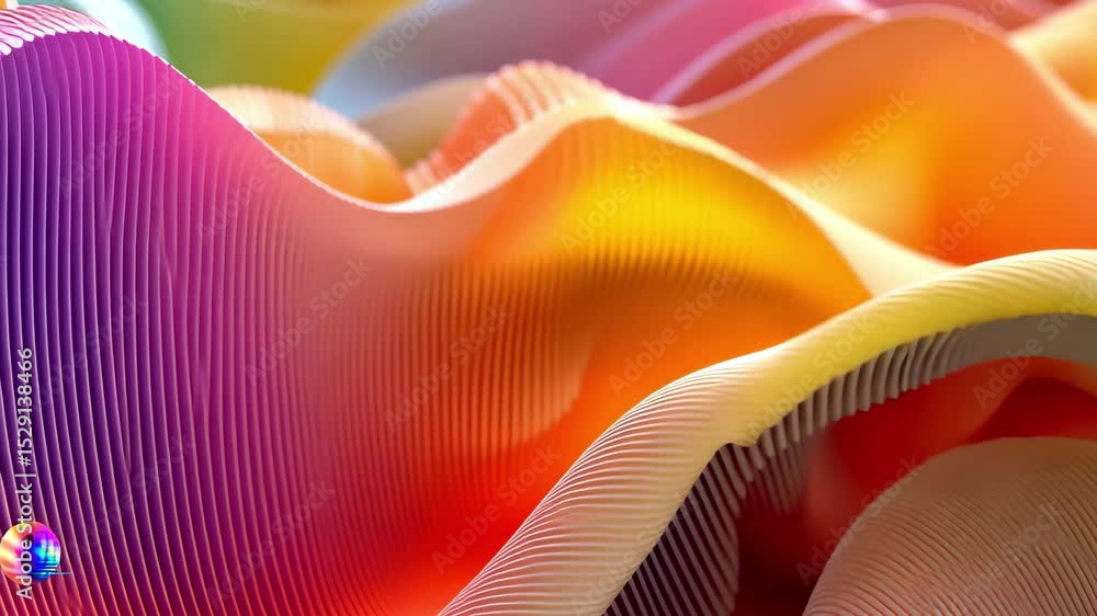 Poster colorful waveform graph showcasing fluid oscillations and vibrant patterns in futuristic design, col