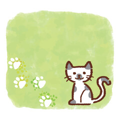 猫と手描き風のフレーム素材、手描き風、ベクター、イラスト