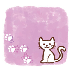 猫と手描き風のフレーム素材、手描き風、ベクター、イラスト