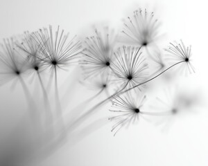Abstract Dandelion Seeds In Black And White
