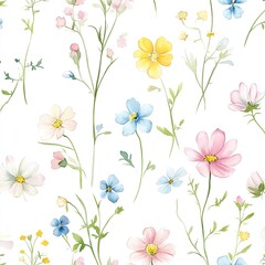 Pastel Watercolor Floral Seamless Pattern