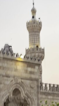 view of the minaret of al azhar mosque in cairo, egypt