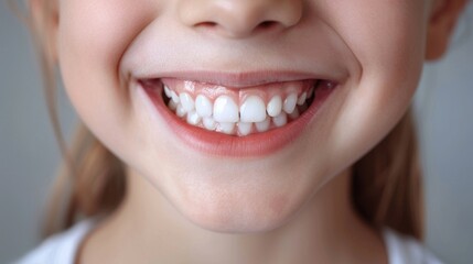 Obraz premium A joyful child with a bright smile showcasing perfectly white teeth radiates innocence and happiness, capturing the essence of childhood excitement and carefree moments beautifully.