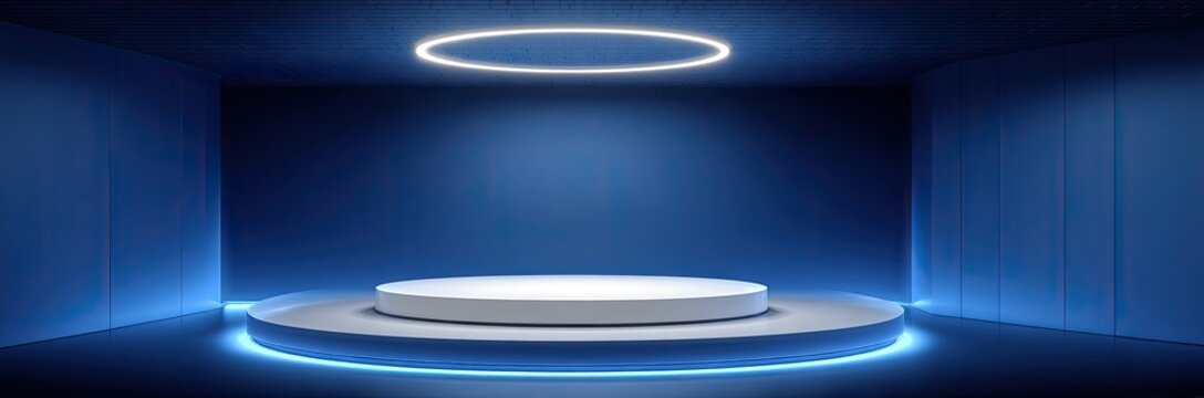 Empty Modern Stage With Glowing Lights