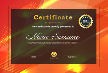 Certificate Of Achievement Award Template Design.