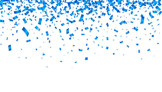 Blue confetti for celebration on white background