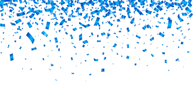 Blue confetti for celebration on white background
