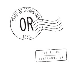 Vintage Postal Rubber Stamps - STATE OF OREGON, PORTLAND, USA with ZIP code, OR abbreviation, and date - retro mail seals for envelopes, greeting cards, passports, parcels