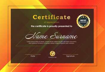 Certificate Of Achievement Award Template Design.