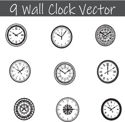 Home wall clock design vector, unique aesthetic and historical styles, antique vintage clocks, modern decorative timepieces, interior wall decor, stylish home accessories, classic clock illustration.