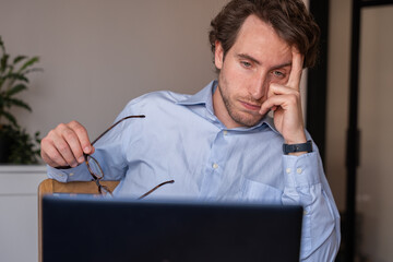 Corporate finance businessman focusing on his work project