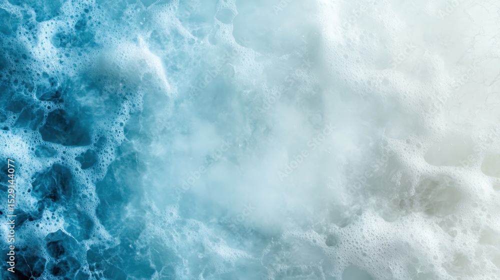 Aufkleber a captivating abstract image showcasing the intricate bubble patterns and foam textures over a blue 
