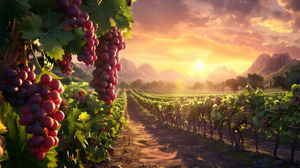 Naklejka premium From Vine to Wine: A Look Inside a Grape Vineyard