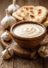 a bowl of freshly made garlic sauce