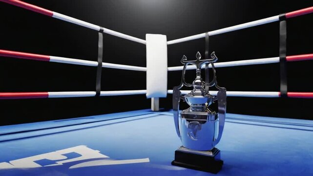 Trophy in a boxing ring.