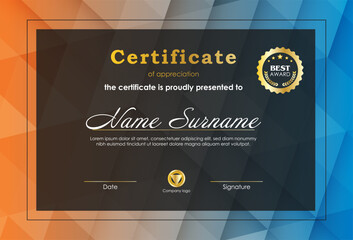 Certificate Of Achievement Award Template Design.
