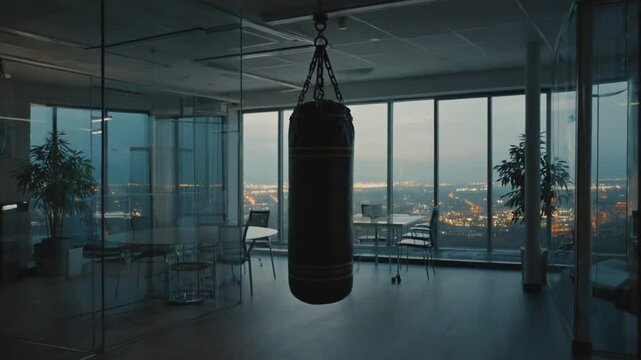 Punching bag in an office.