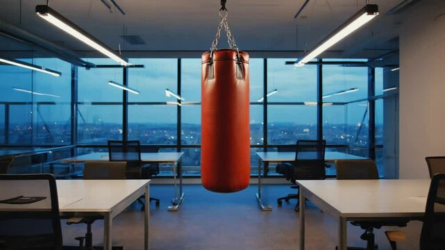 Punching bag in an office.