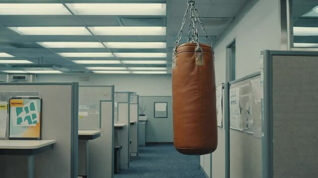 Punching bag in an office.