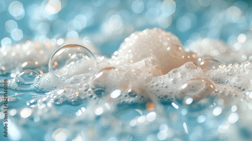 Aufkleber an abstract view of bubbles and foam floating on a water surface, emphasizing the beauty of nature a