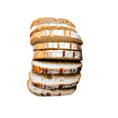Artisan Sourdough Bread Slices of Crusty Homemade Loaf  Bakery Photography isolated on transparent background