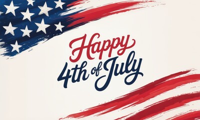 Patriotic fourth of july flag design red white and blue brush strokes