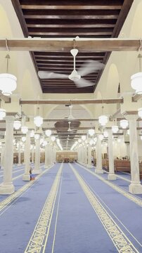 the interior view of al azhar mosque in cairo, egypt