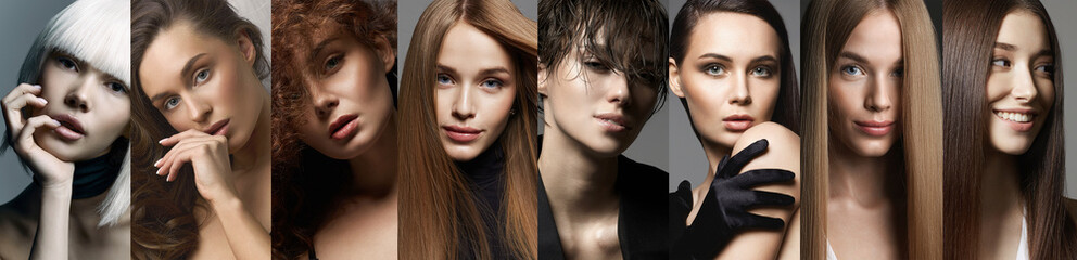 beauty collage of pretty women. beautiful girls