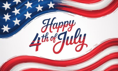 Obraz premium Stylized american flag design with 4th of july message