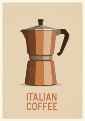 minimalist vintage coffee pot poster with the text "ITALIAN COFFEE"