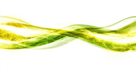Abstract wavy lines in yellow-green on white