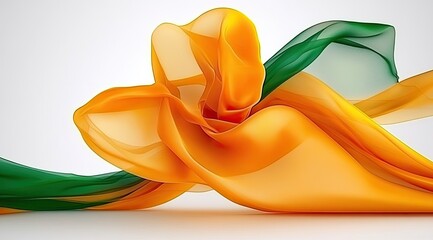 Orange and green flowing fabric