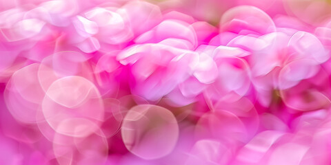 Obraz premium A vibrant display of soft pink flowers with a dreamy bokeh effect, perfect for conveying beauty and serenity.
