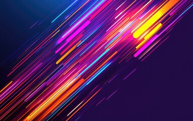Abstract vibrant diagonal streaks of bright, colorful lines on a dark background